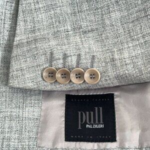 Pull Pal Zileri 100% Linen 3 Button Blazer in Light Grey Heather Men's Size 42R